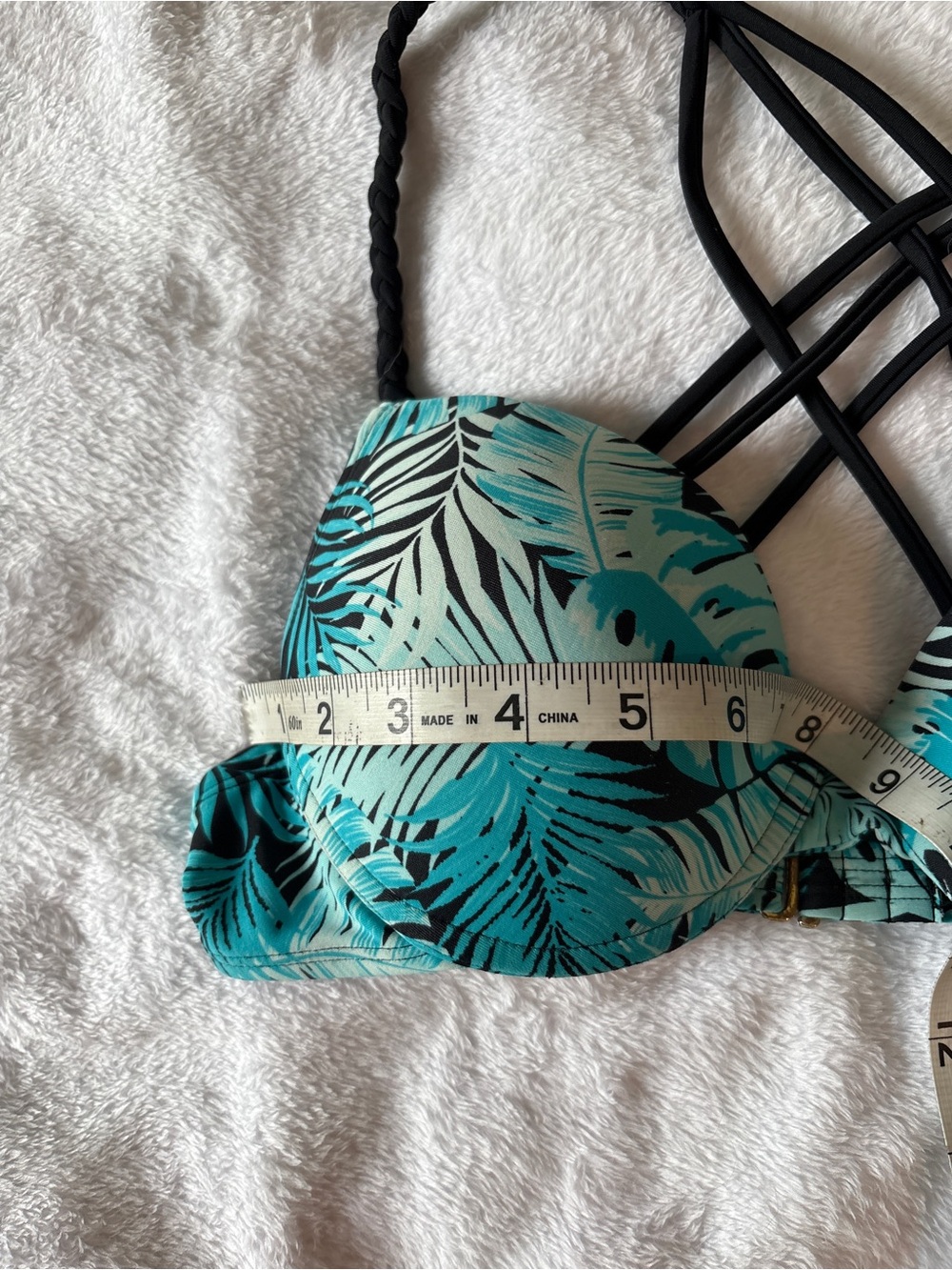 Trillium Black and Teal Swimwear Top - Picture 8 of 9